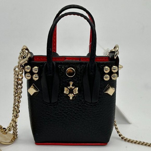 Christian Louboutin CABATA Leather Crossbody Chain AirPods Case Key Ring Bag - Picture 8 of 15